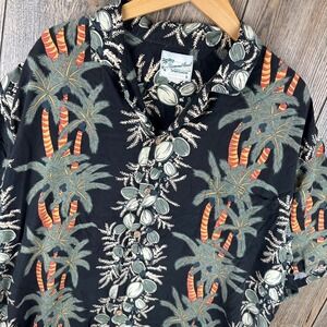 Diamond Head Sportswear Mens Hawaiian Shirt Black Palm Tree Coconut Made Hawaii